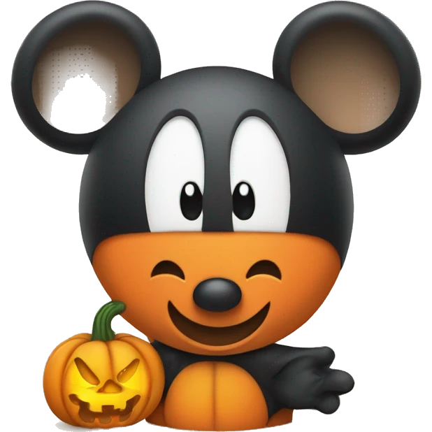 Cute micky mouse with pumpkin emoji
