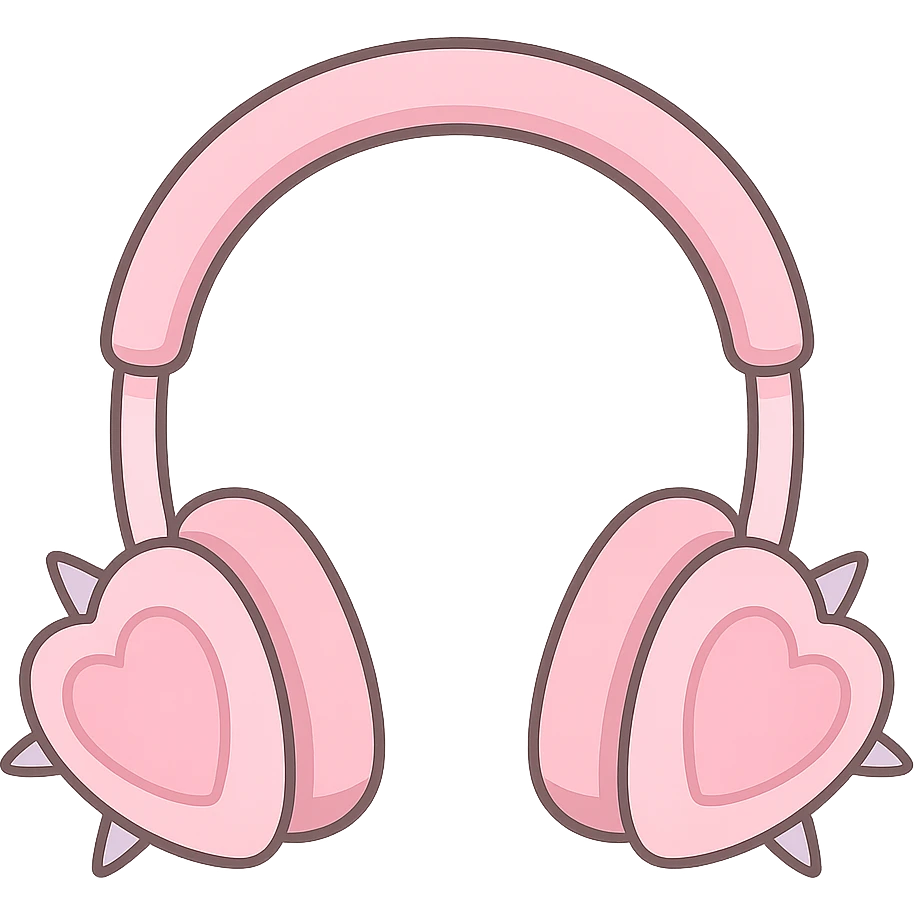 pink gothic headphones with heart-shaped ear cups and spikes emoji