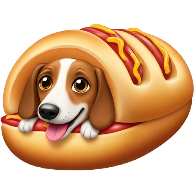 Weiner dog in a hot dog bun emoji