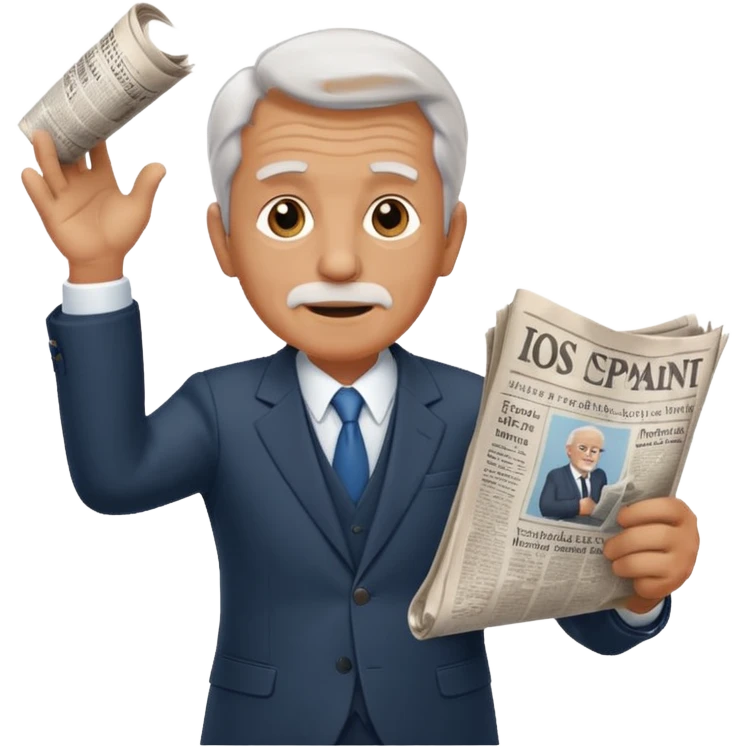 rear-facing old man in a suit throwing a rolled-up newspaper to his left emoji