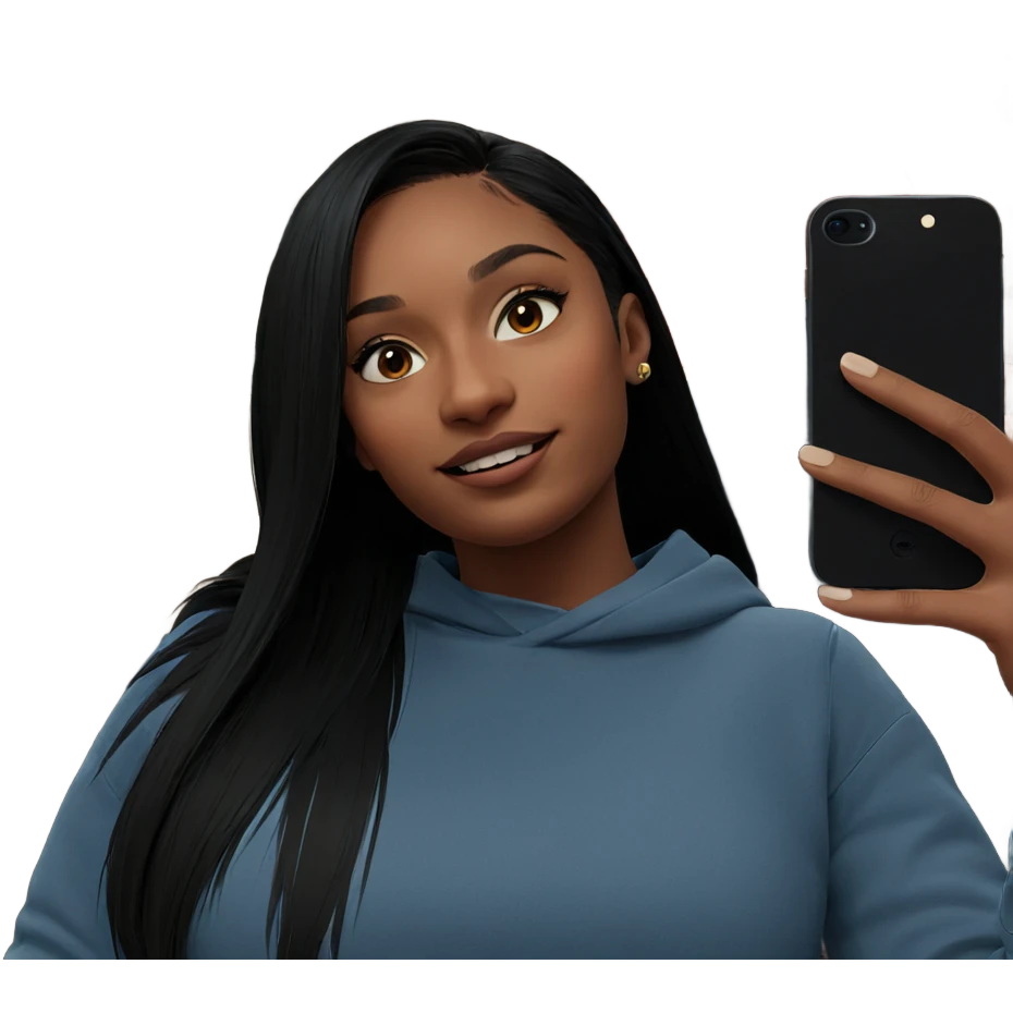 girl with phone indoors emoji