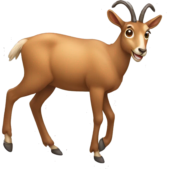 happy smiling brown chamois pointing to the left side with his hoof emoji