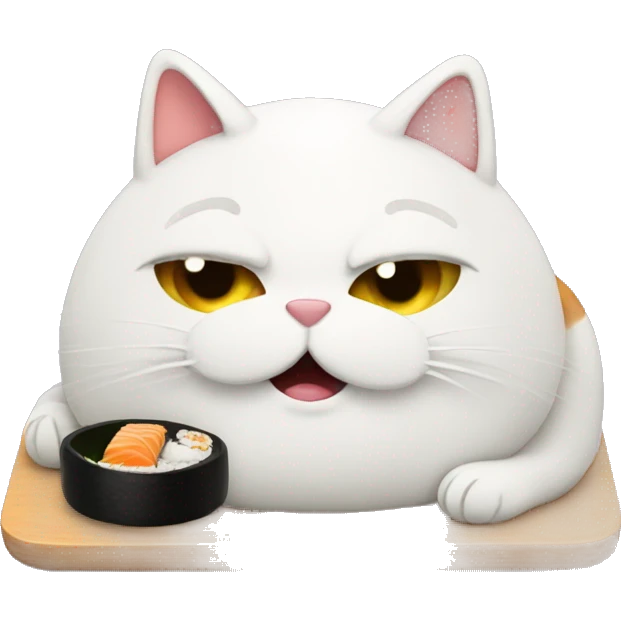 fat cat eating sushi emoji