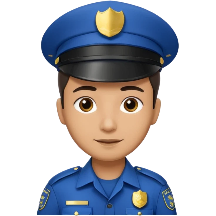 muslim police officer, simple, friendly expression, police hat, uniform emoji