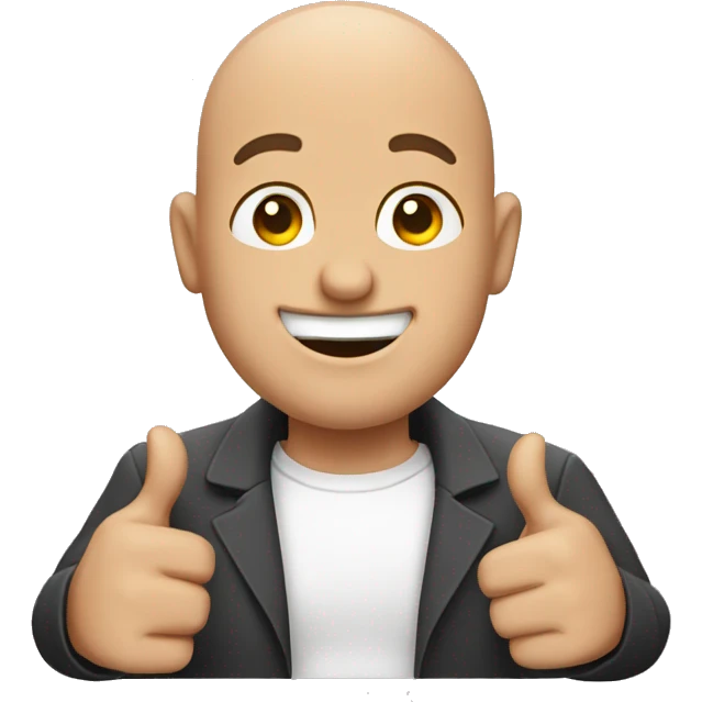 Bald man with 2 thumbs up emoji