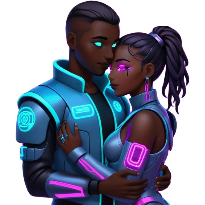 cyberpunk neon love emoji
