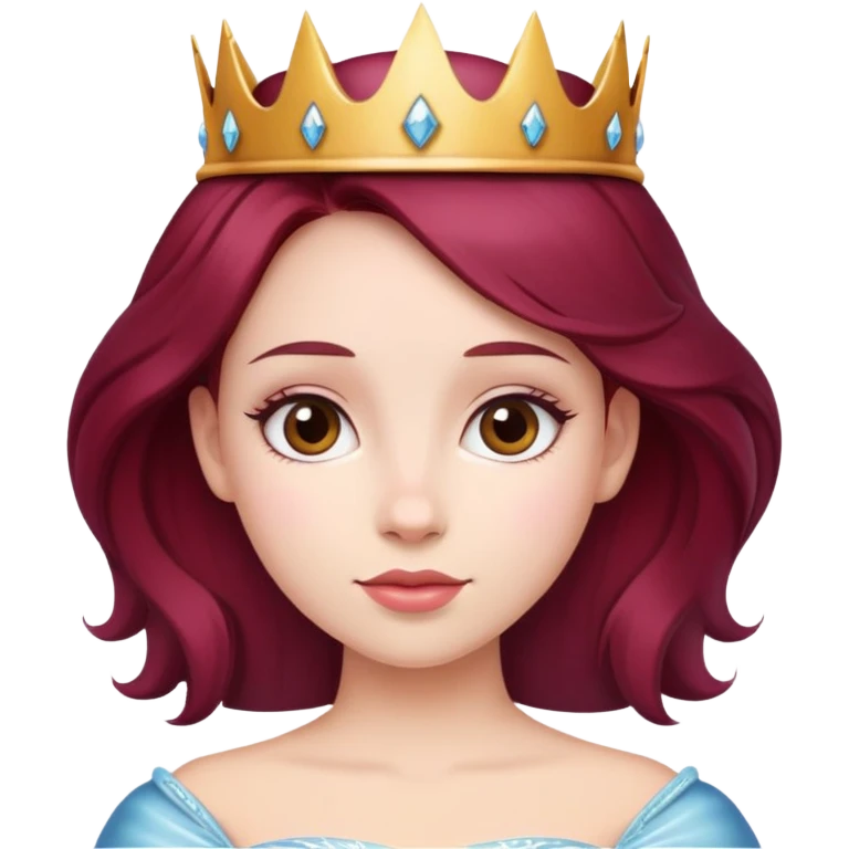Beautiful long burgundy haired girl wearing a princess crown emoji