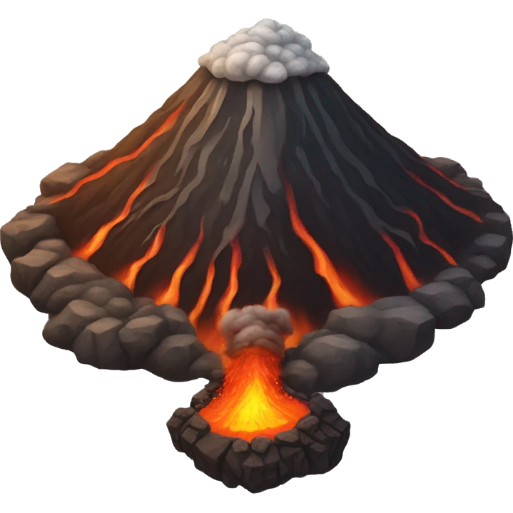 awakened volcano, ashes, fire, relief emoji