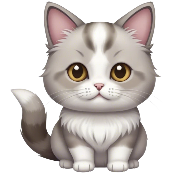 munchkin cat with grey and white color emoji