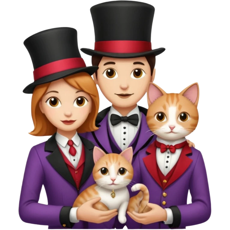 magician couple and their pet cat emoji