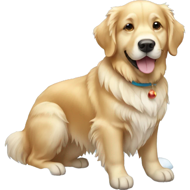 dog golden retriever with Snow emoji