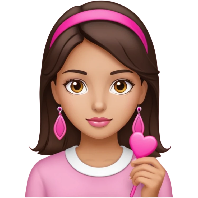 chica morena con cosas rosas emoji