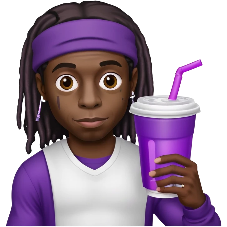 lil wayne holding a double styrofoam cup with purple drink inside emoji