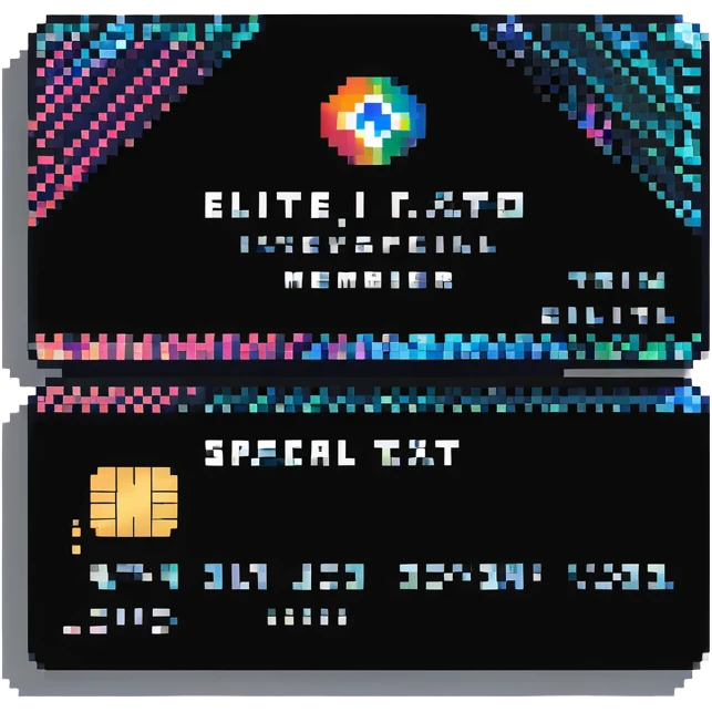 Elite keycard with holographic effect and special member text emoji