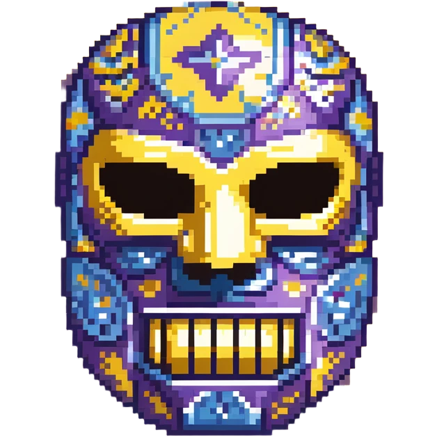 Purple and blue luchador mask with decorative patterns emoji