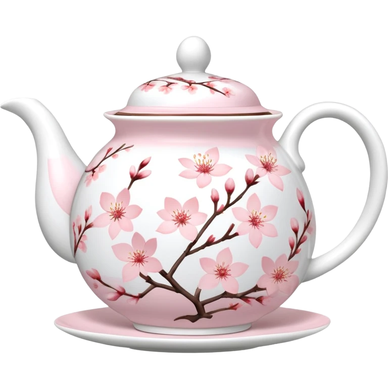 Cute Pastel pink and white Cherry Blossom Sakura Tea Set emoji