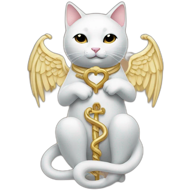 Chinese cat hugging entire Caduceus emoji
