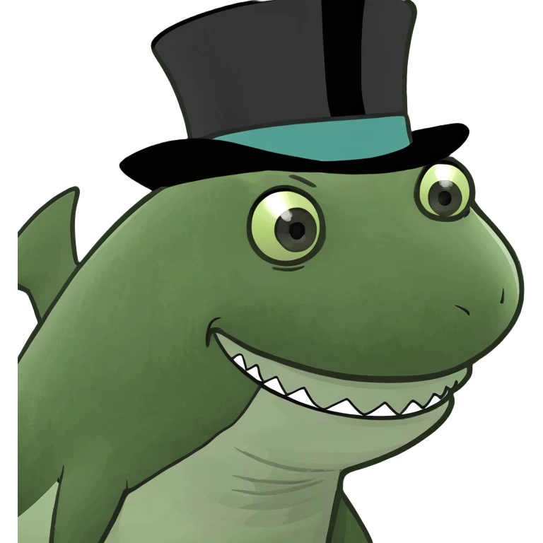 Shark with a top hat emoji