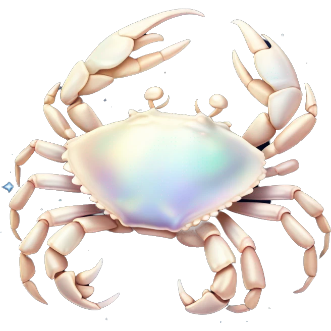 Realistic iridescent white opalescent Celestial cancer Crab water dreamy astrology moon stars starry emoji