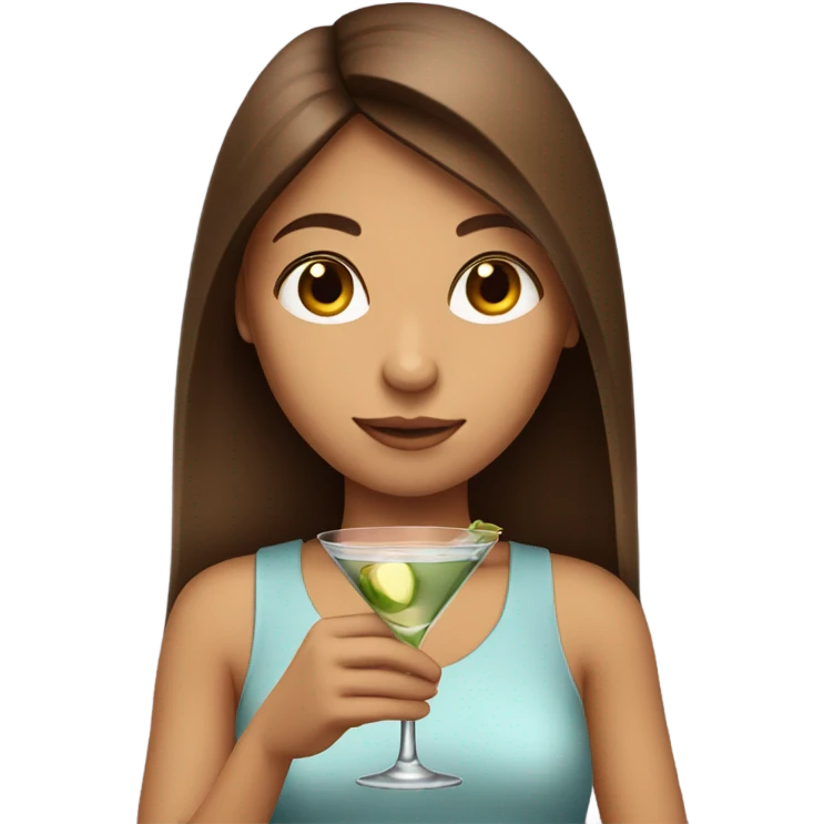 Long straight brown hair girl holding a martini emoji