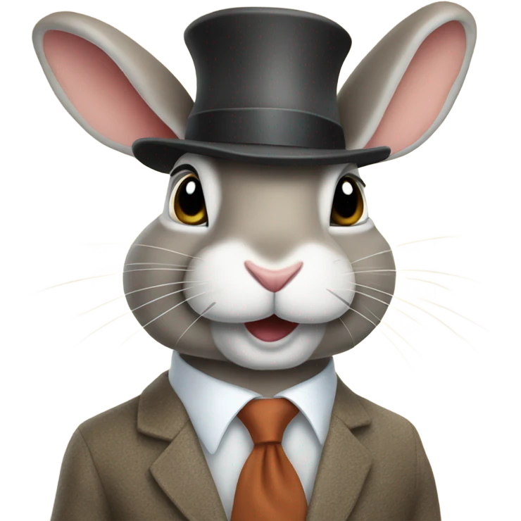 mid-age specialist rabbit with hat emoji