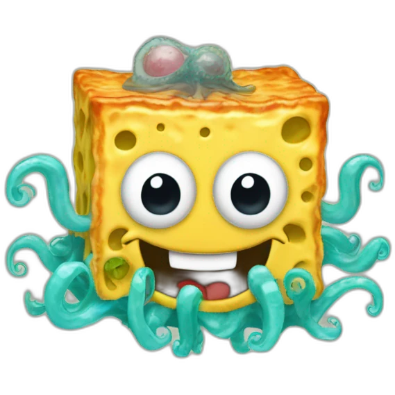 bob square pants on top of squid mollusk emoji