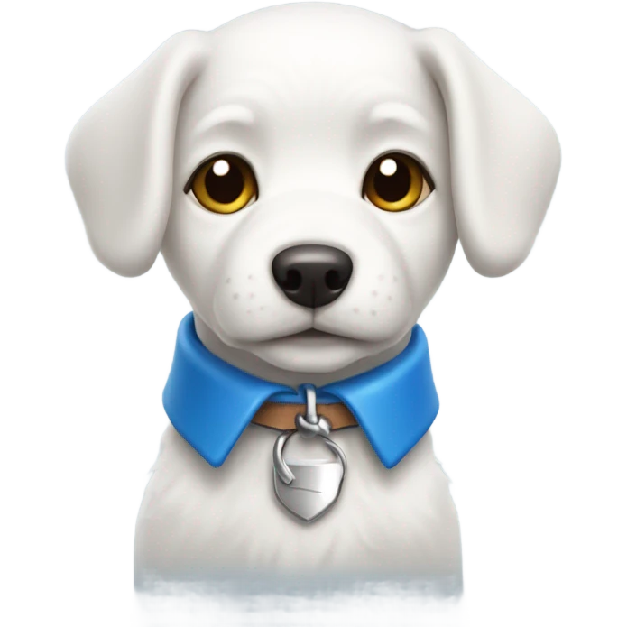 Little white dog with a blue collar emoji