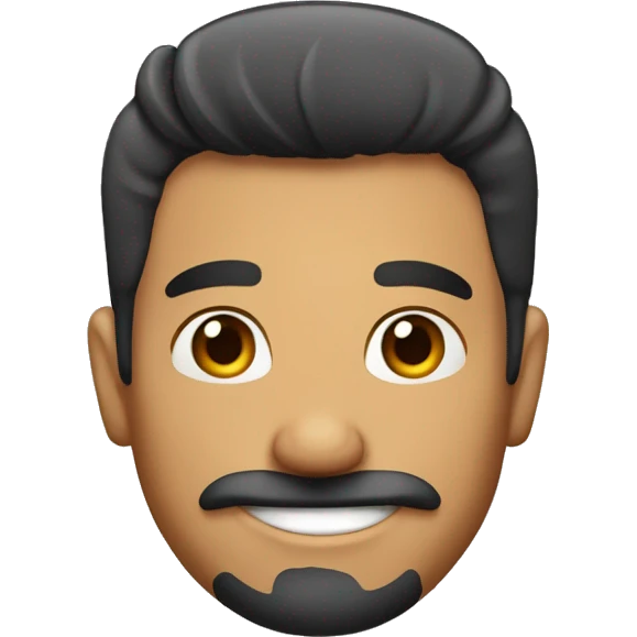 Hombre Moreno con el cabello parado feliz sin bigote  emoji