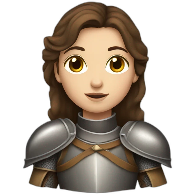Medieval girl knight with brown hair and brown eyes emoji