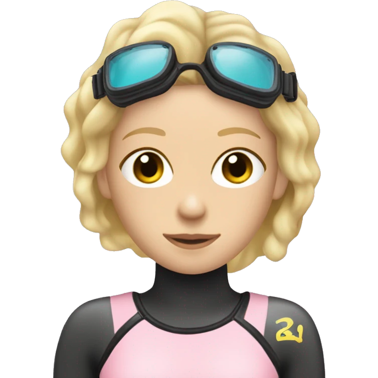 Scuba diver girl blonde hair mask tank pale pink wetsuit and fins emoji