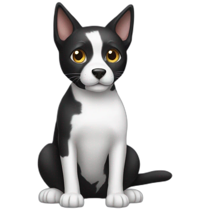 black cat-and-white-dog emoji