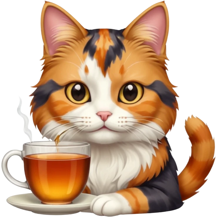 Çay içen kedi emoji