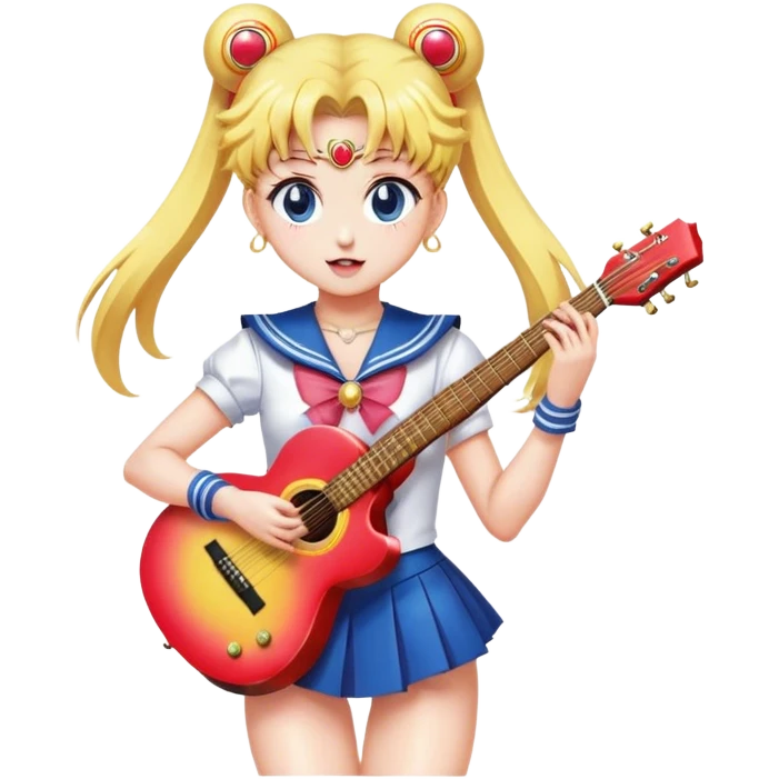 Sailor moon playing guitar  emoji