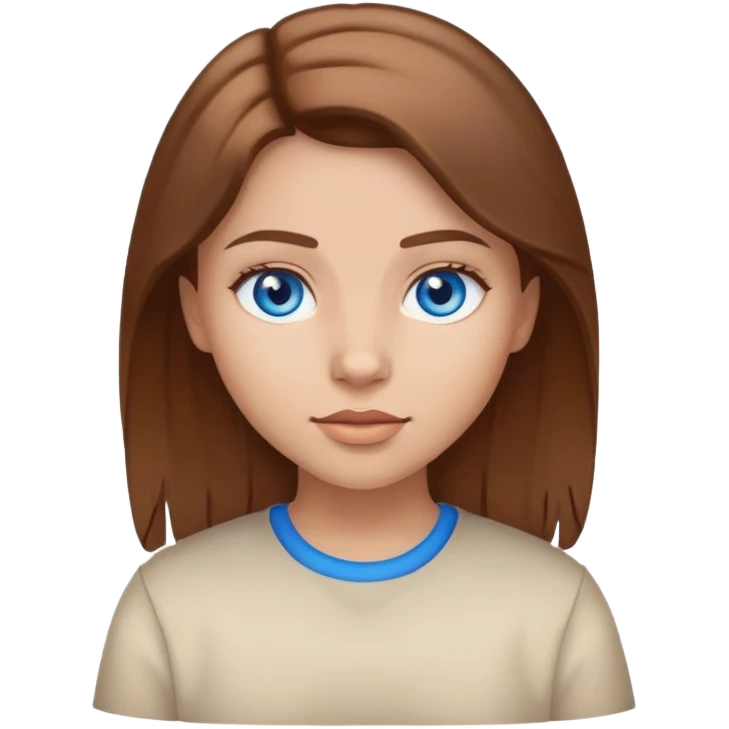 girl with light skin, brown hair, blue eyes emoji