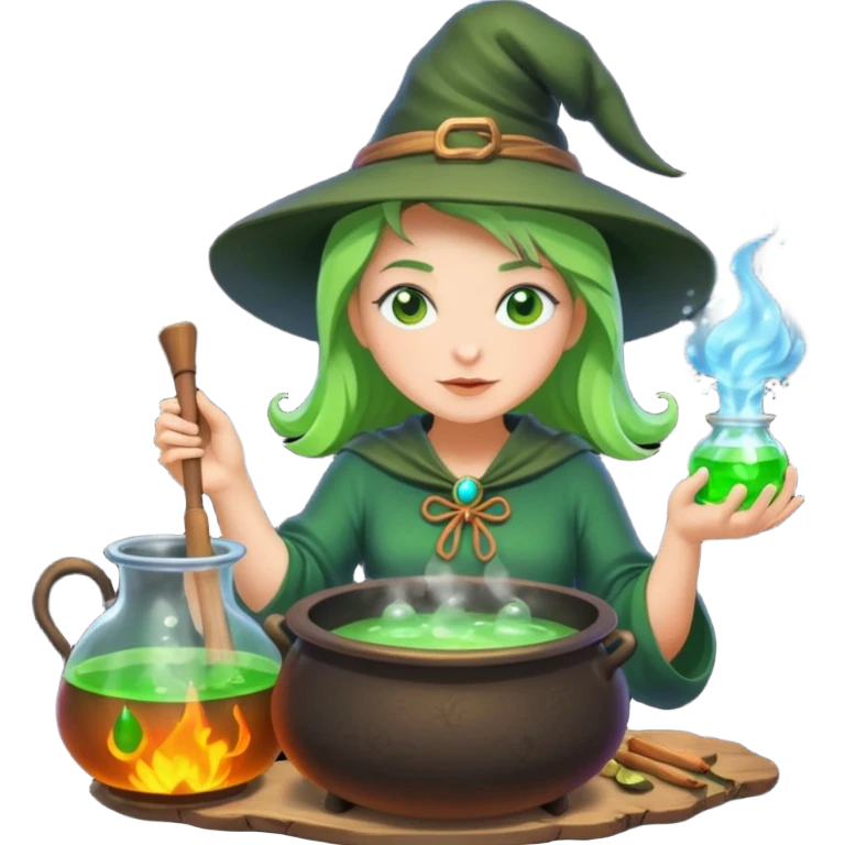 green witch cooking potion emoji