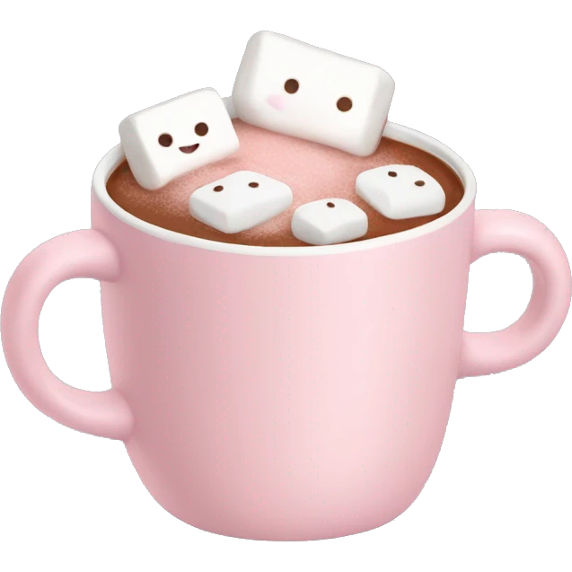Light Pink mug of hot chocolate with marshmallows  emoji