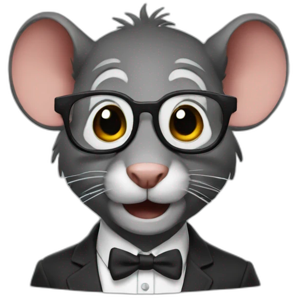 nerd face dark rat emoji