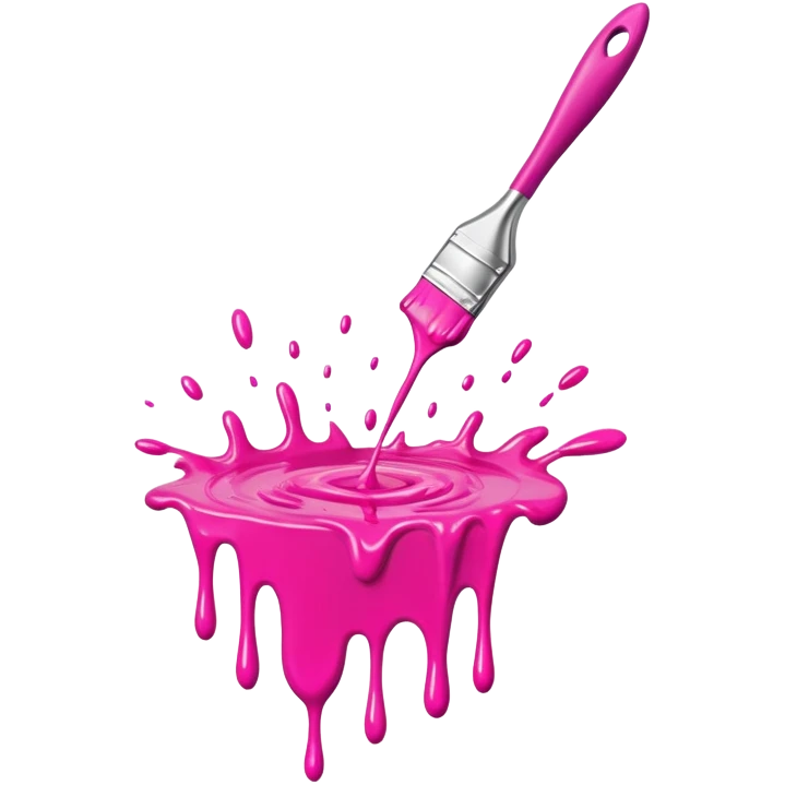  flying art brush dripping pink slop paint emoji