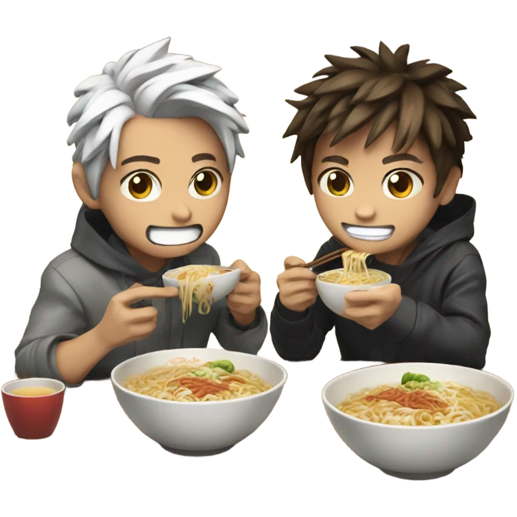 Gojo and yuji eating ramen emoji