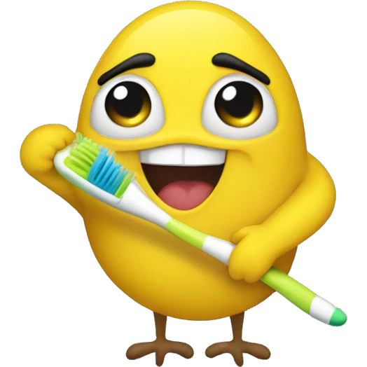 canary with tooth brush emoji