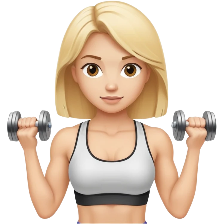 blonde gym girl with dumbells emoji