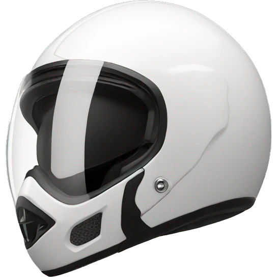 white open face motorcycle helmet on yellow face emoji