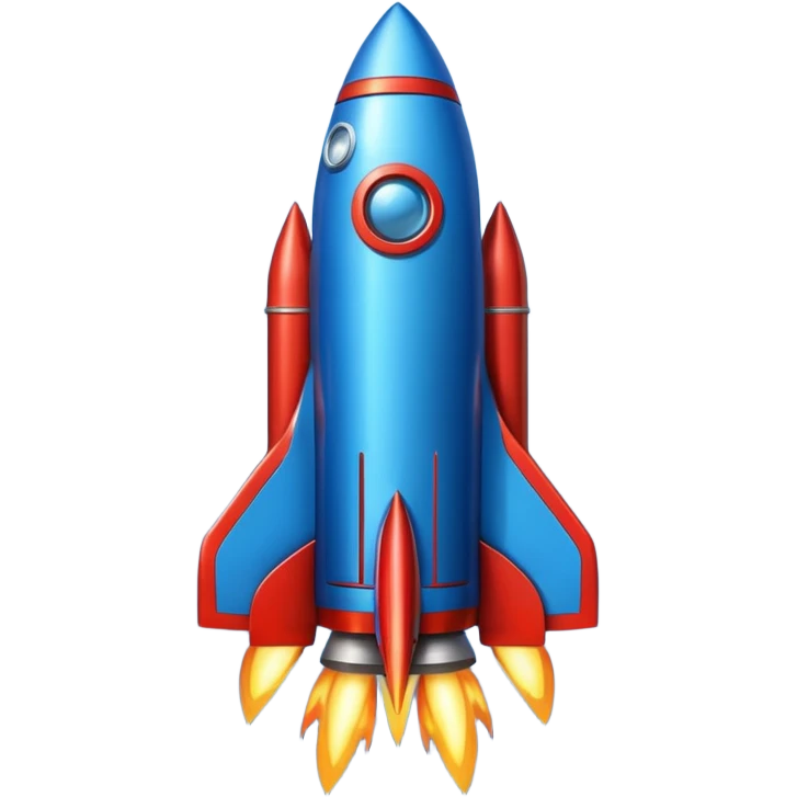 an all blue rocket ship no gold or red emoji