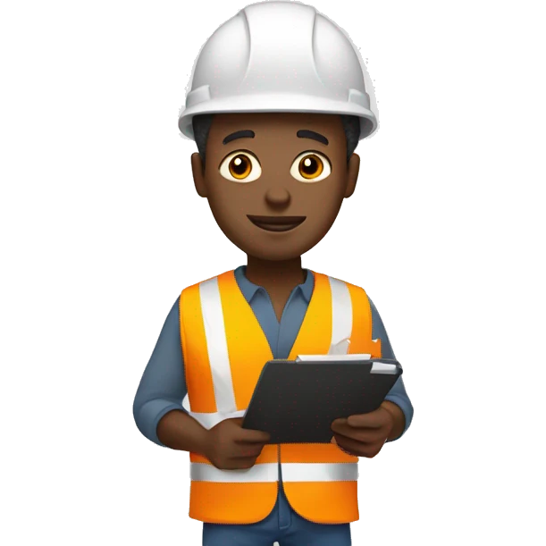 Black man with a hard hat and clipboard  emoji