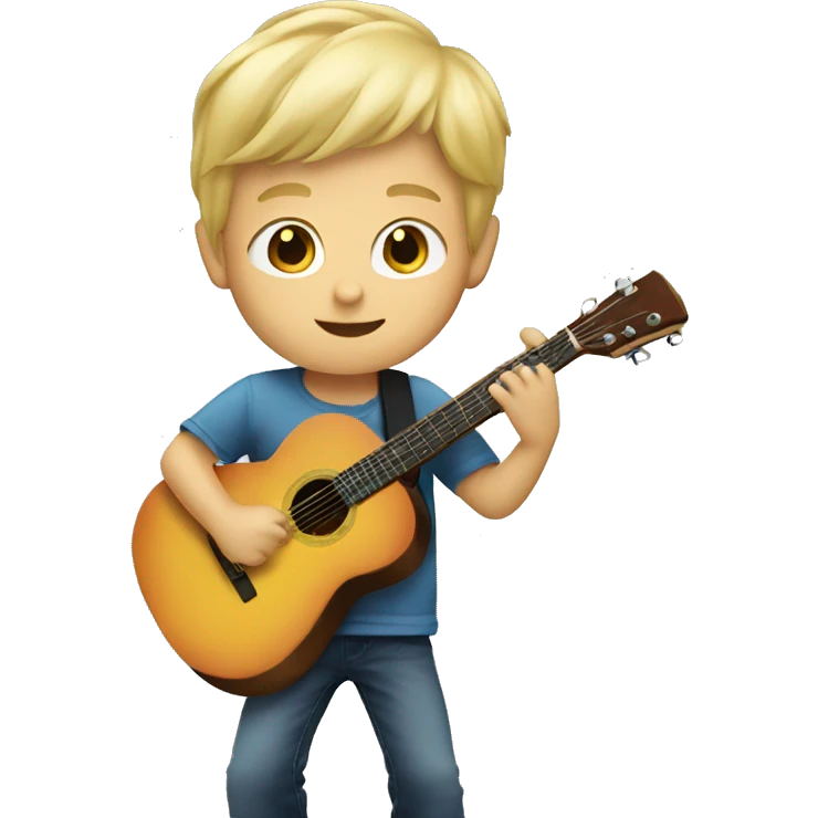 little blonde boy playing guitar  emoji