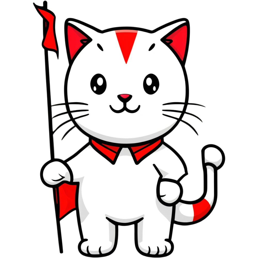 revolutionary communist cat with red flag and soviet uniform emoji