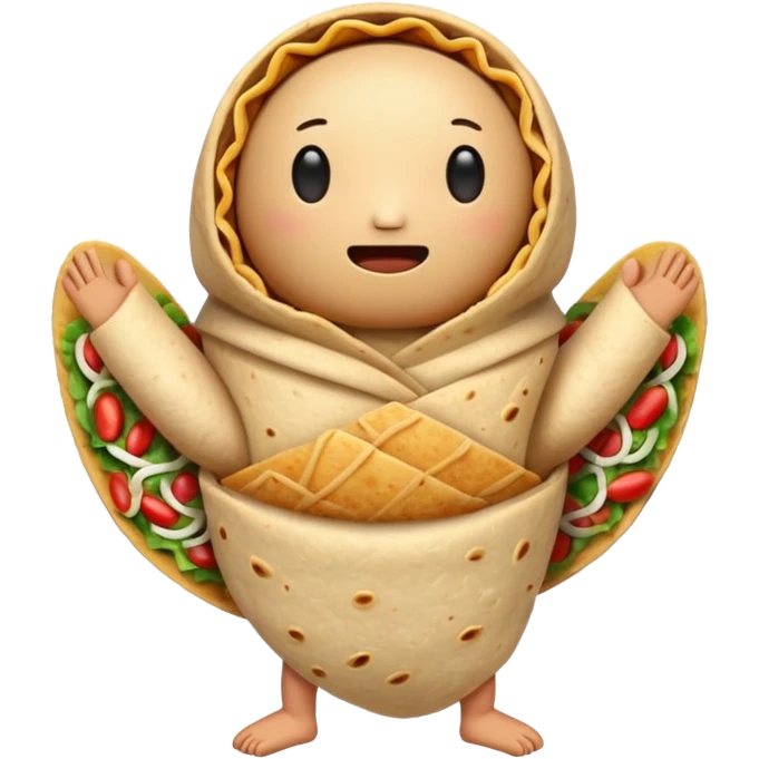 A burrito with arms and legs and no face emoji