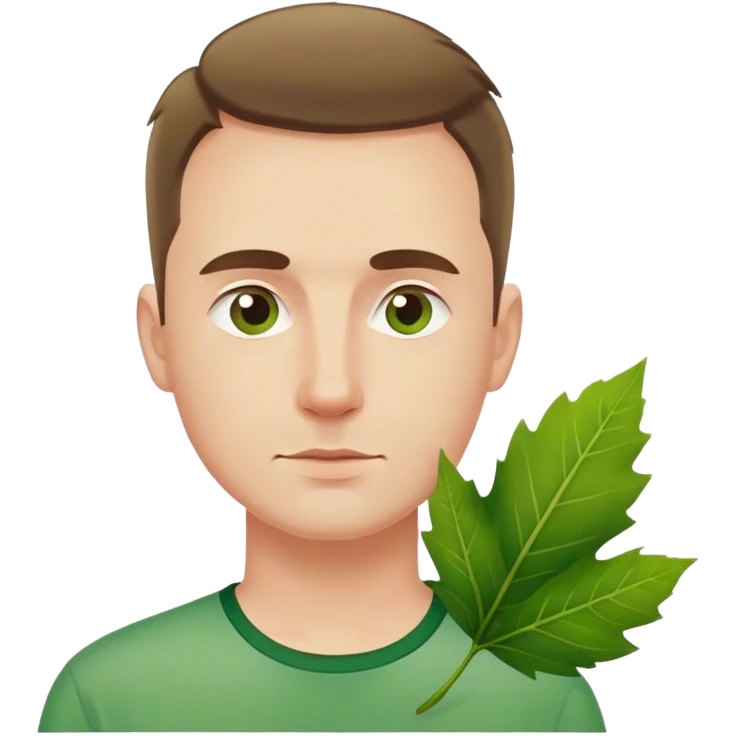 polish man in green shirt leaf emoji