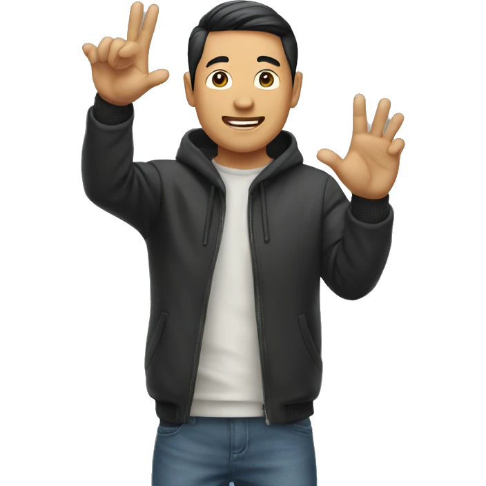 asian man waving hang loose emoji