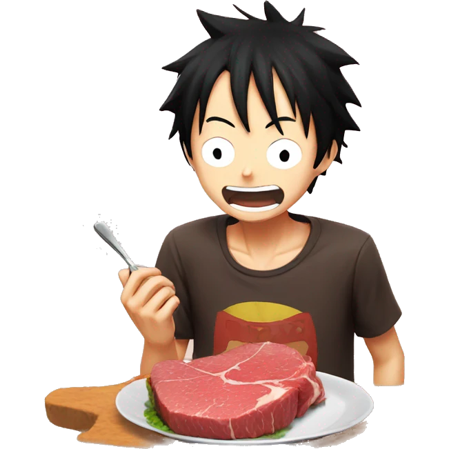 Luffy comiendo carne emoji